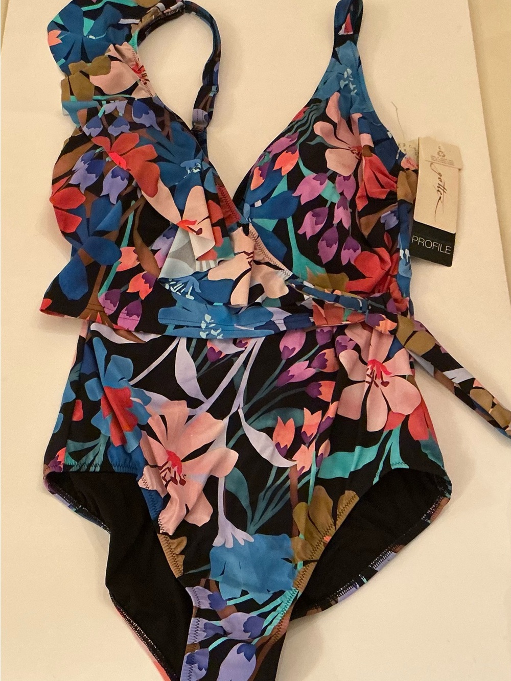 Gottex Black Multicolor Floral One-Piece Swimsuit